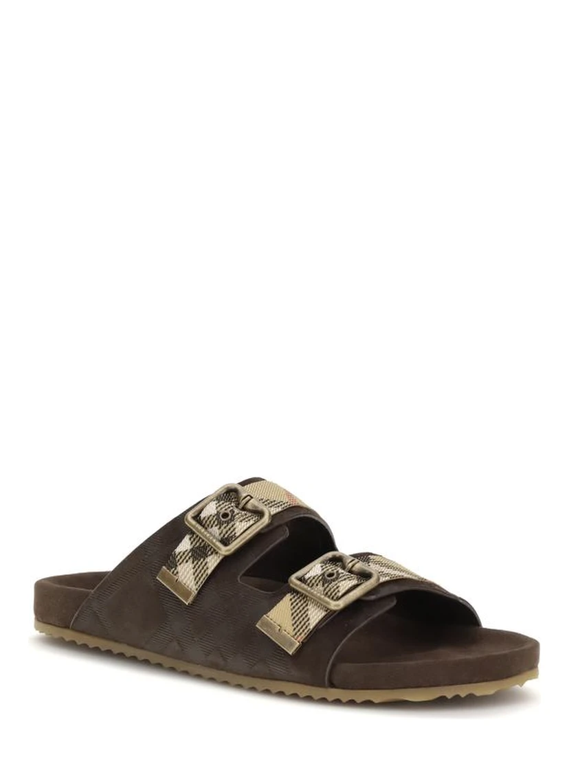 Brown Rubber Flat Sandals