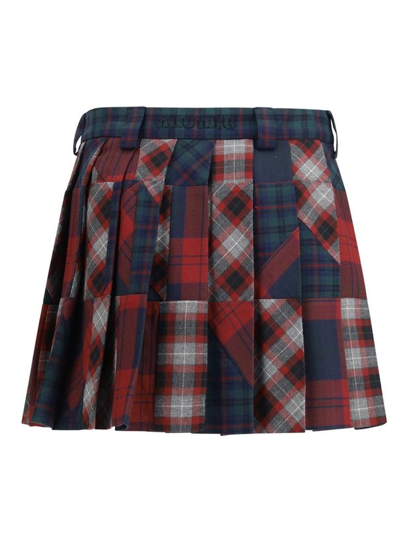 Multicolor Fleece Wool Mini Skirt