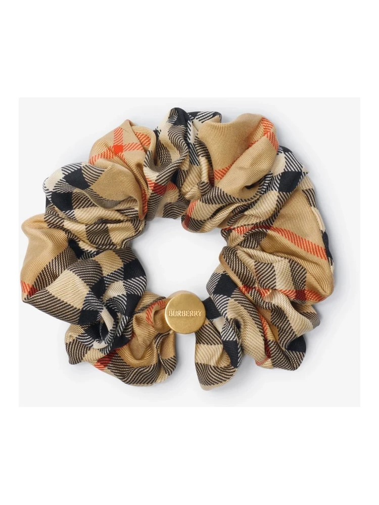 Scrunchie in silk with Check alternative