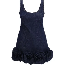 Blue Cotton Casual Dress