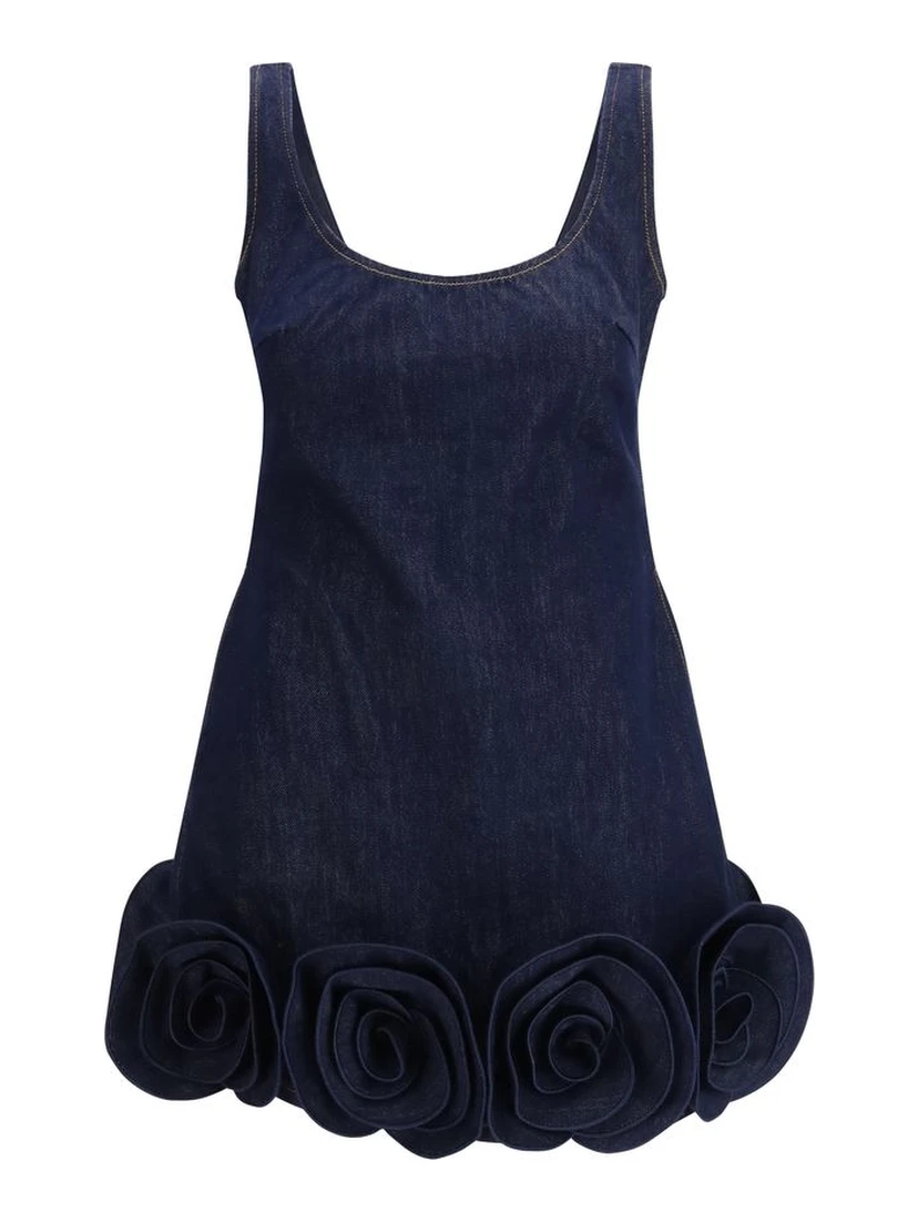 Blue Cotton Casual Dress