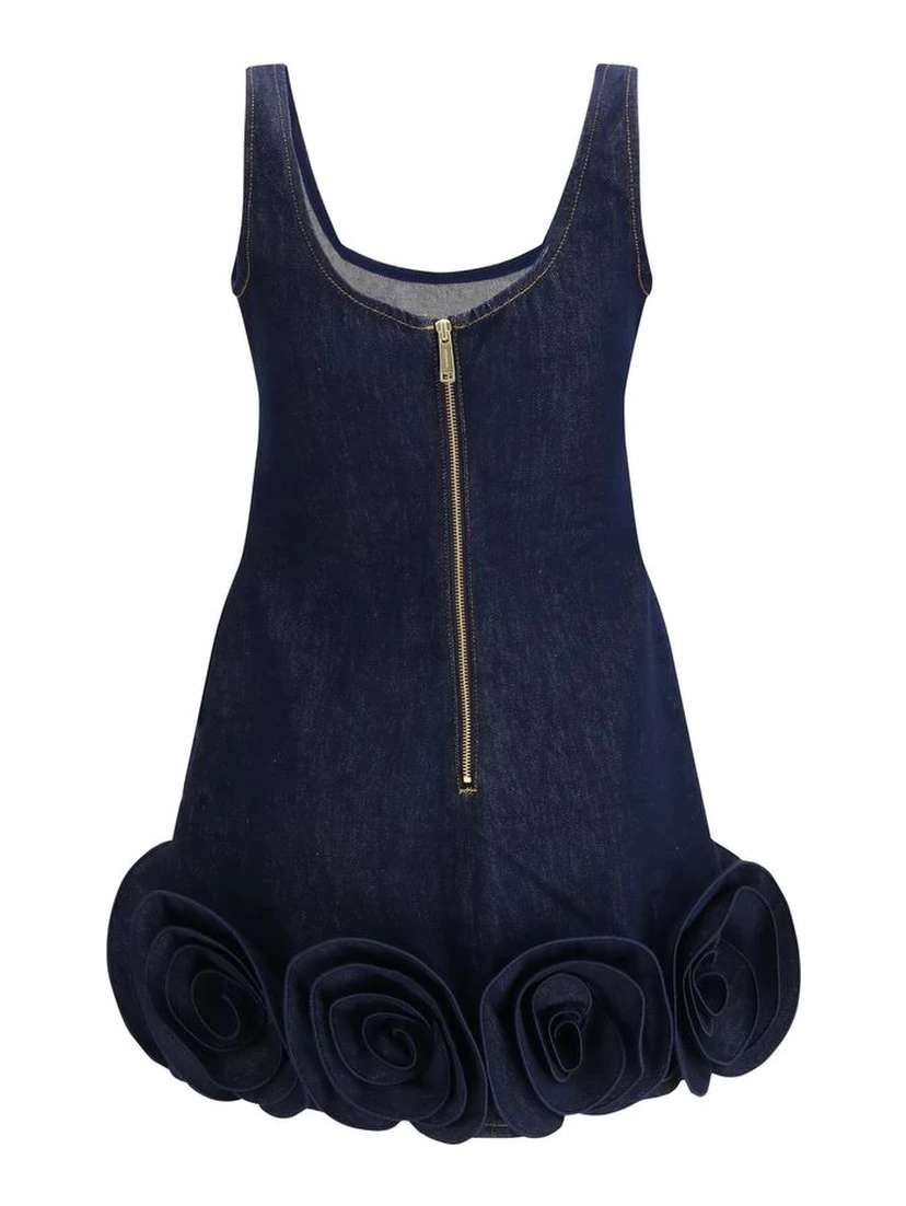 Blue Cotton Casual Dress