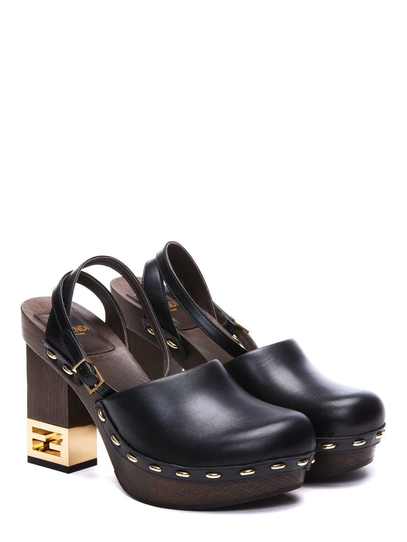 Black Calfskin Clogs