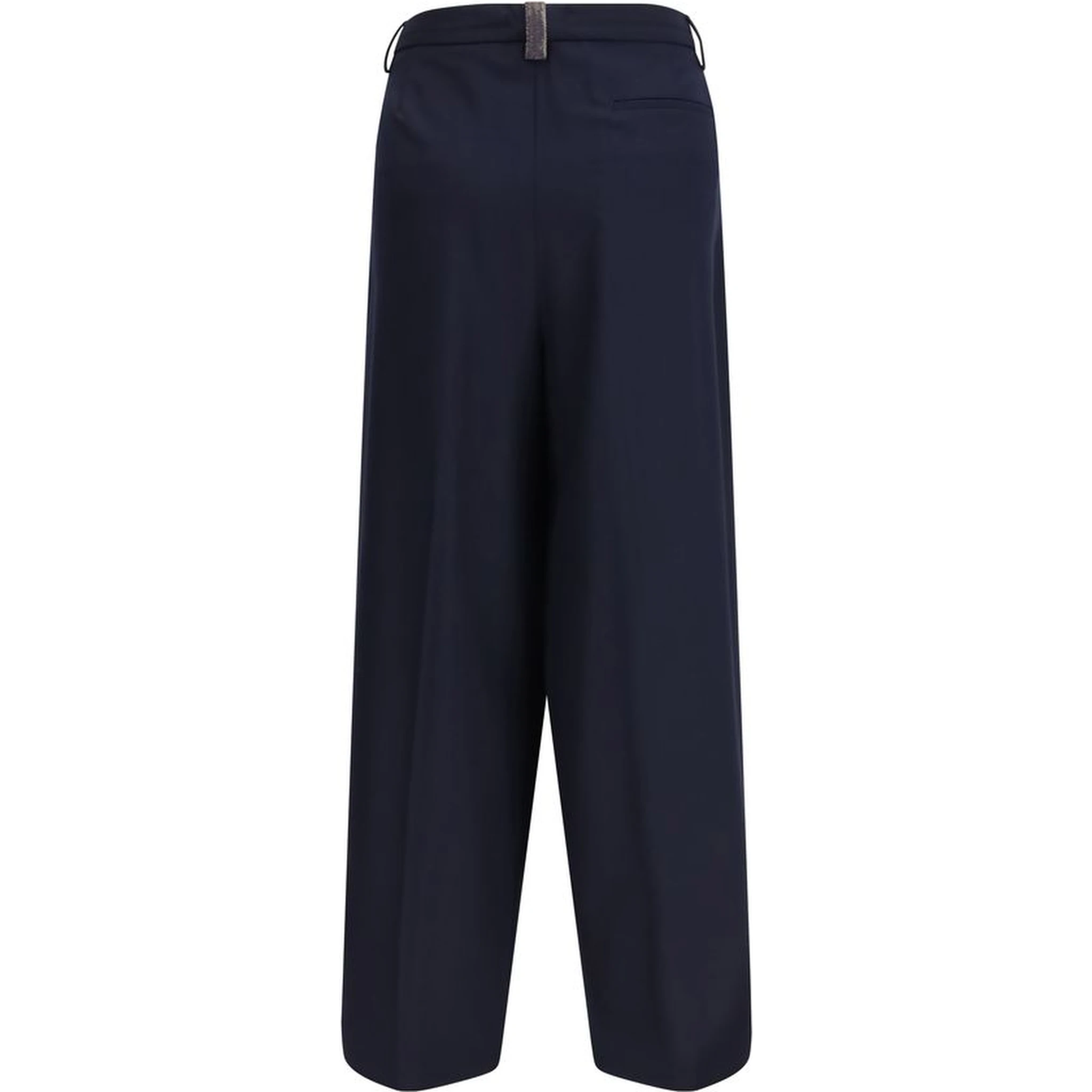 Blue Polyester Casual Pants