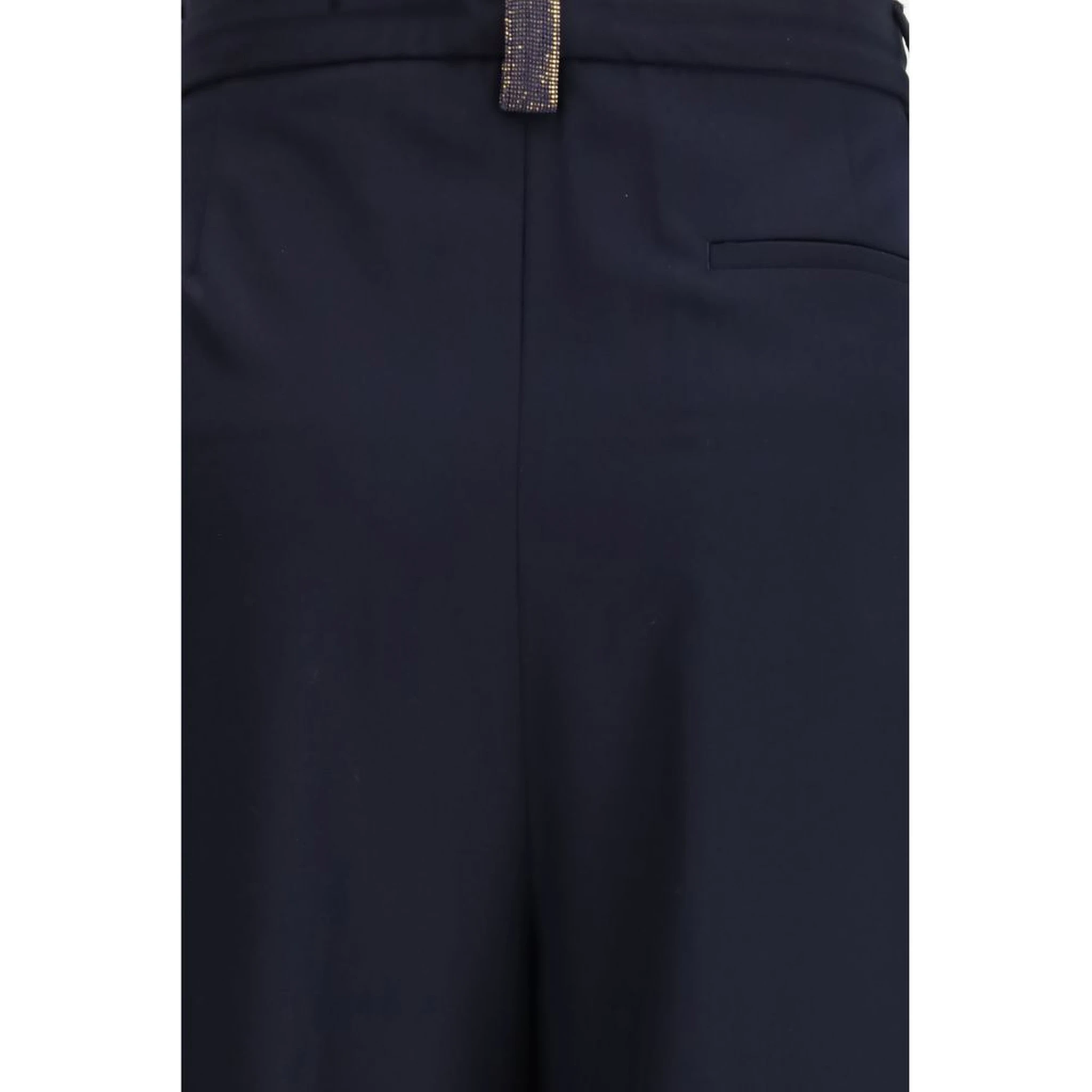 Blue Polyester Casual Pants