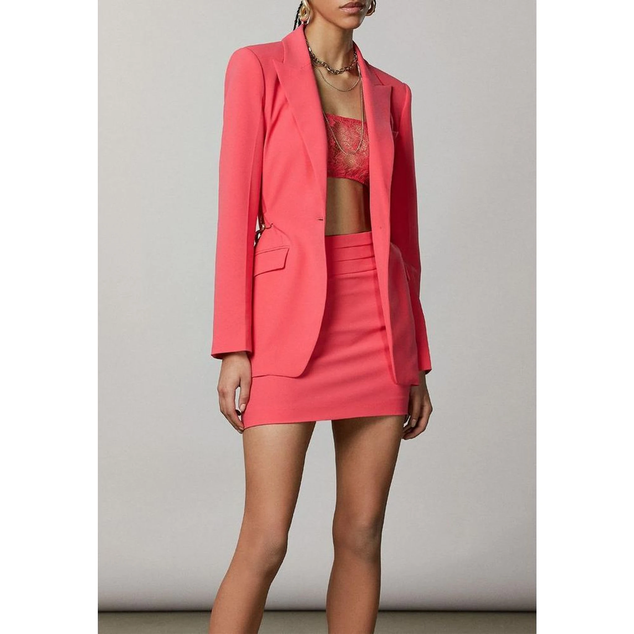 Red Polyester Blazer