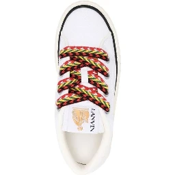 White Cotton Low Top Sneakers