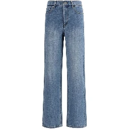 Blue Cotton Straight-Leg Jeans
