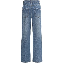 Blue Cotton Straight-Leg Jeans