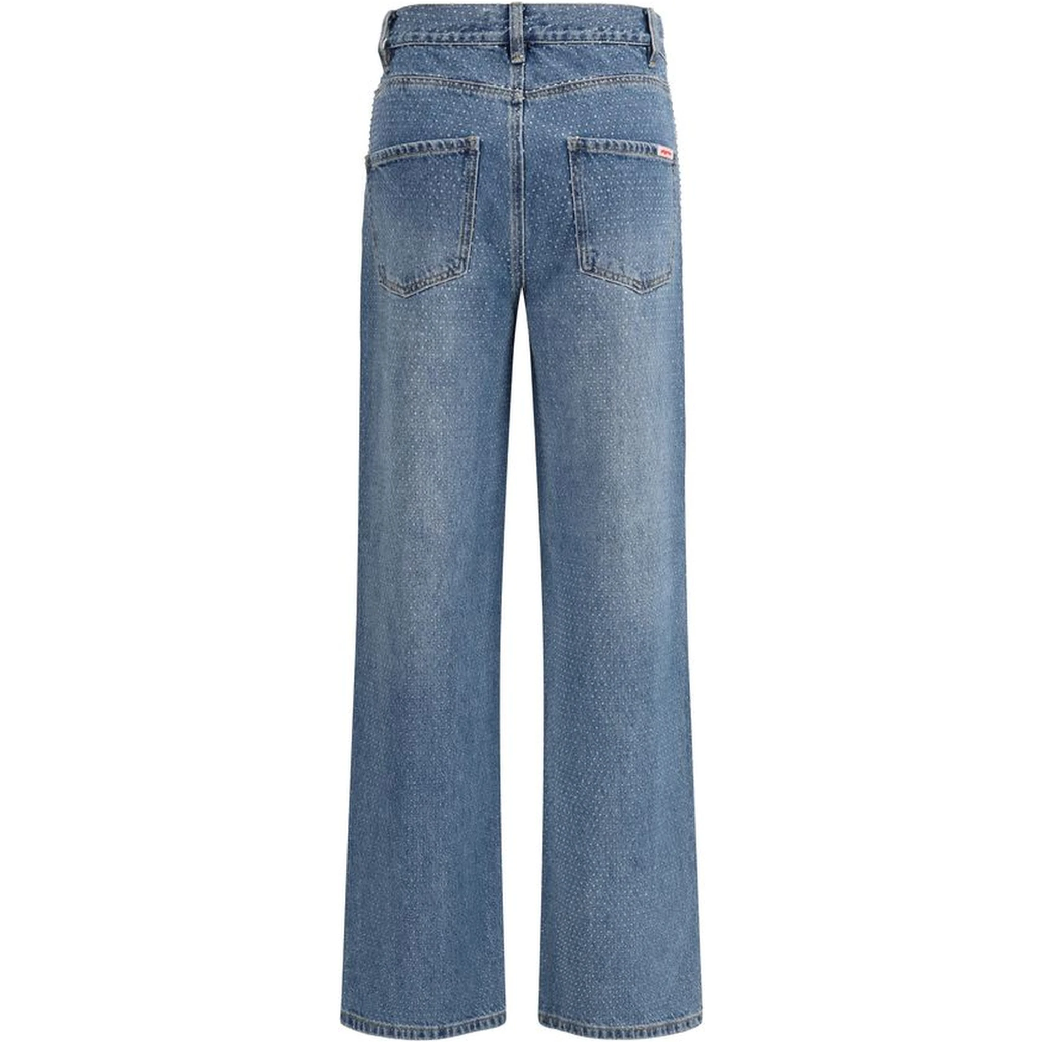 Blue Cotton Straight-Leg Jeans