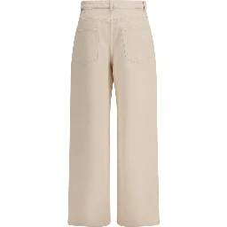 Beige Cotton Casual Pants