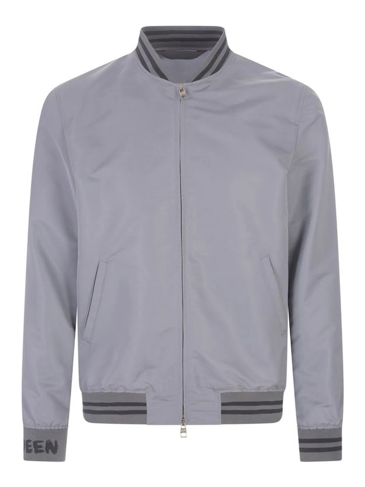 Gray Polyester Bomber