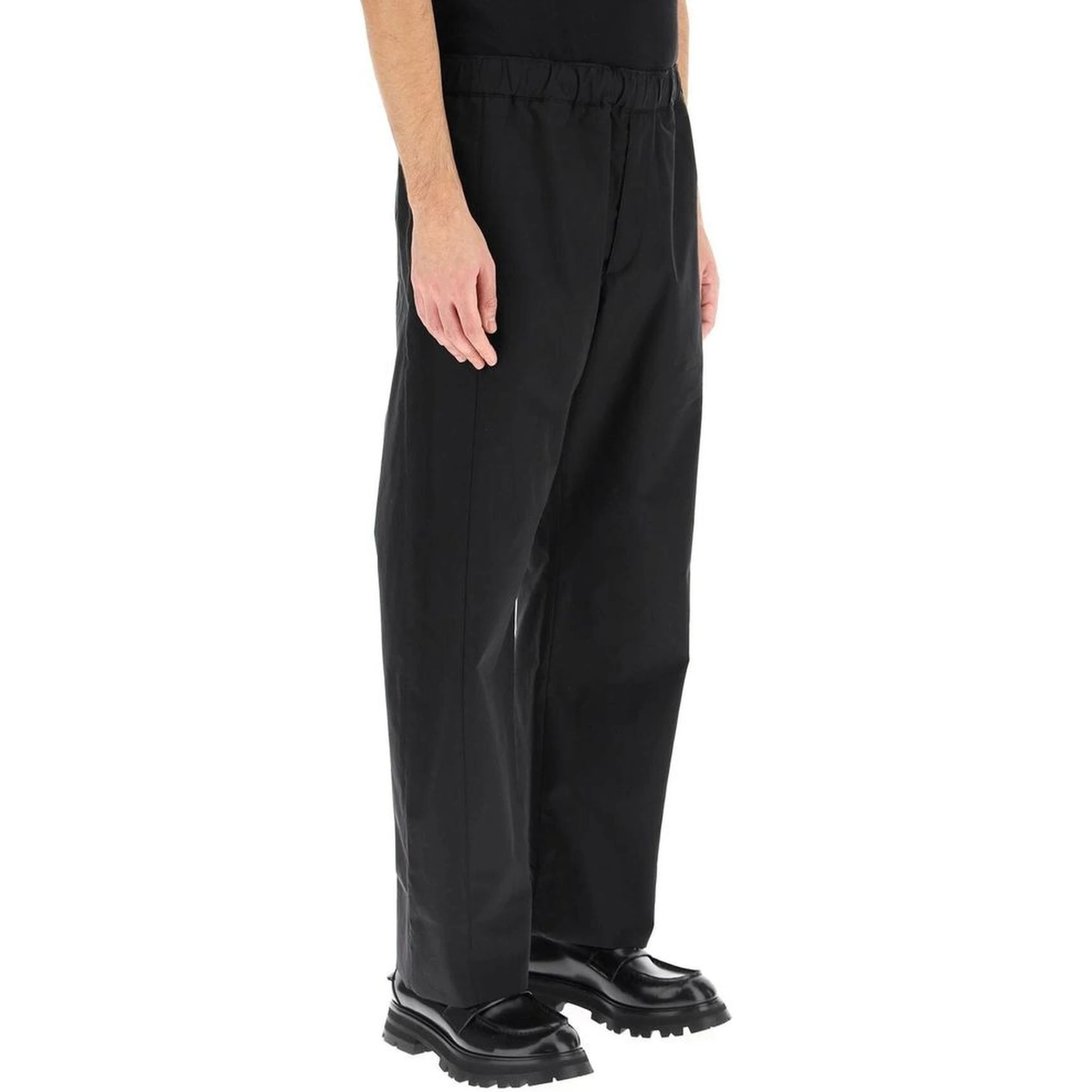 Black Cotton Casual Pants