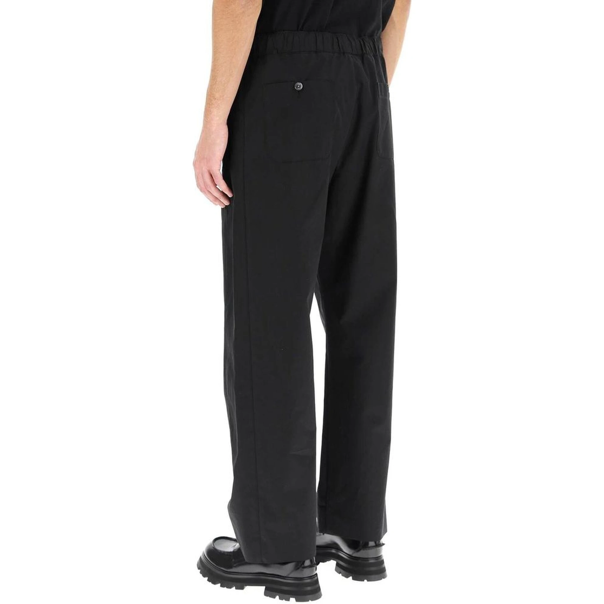 Black Cotton Casual Pants