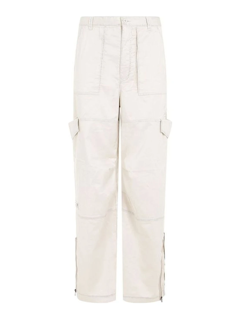 Beige Polyester Cargo Pants