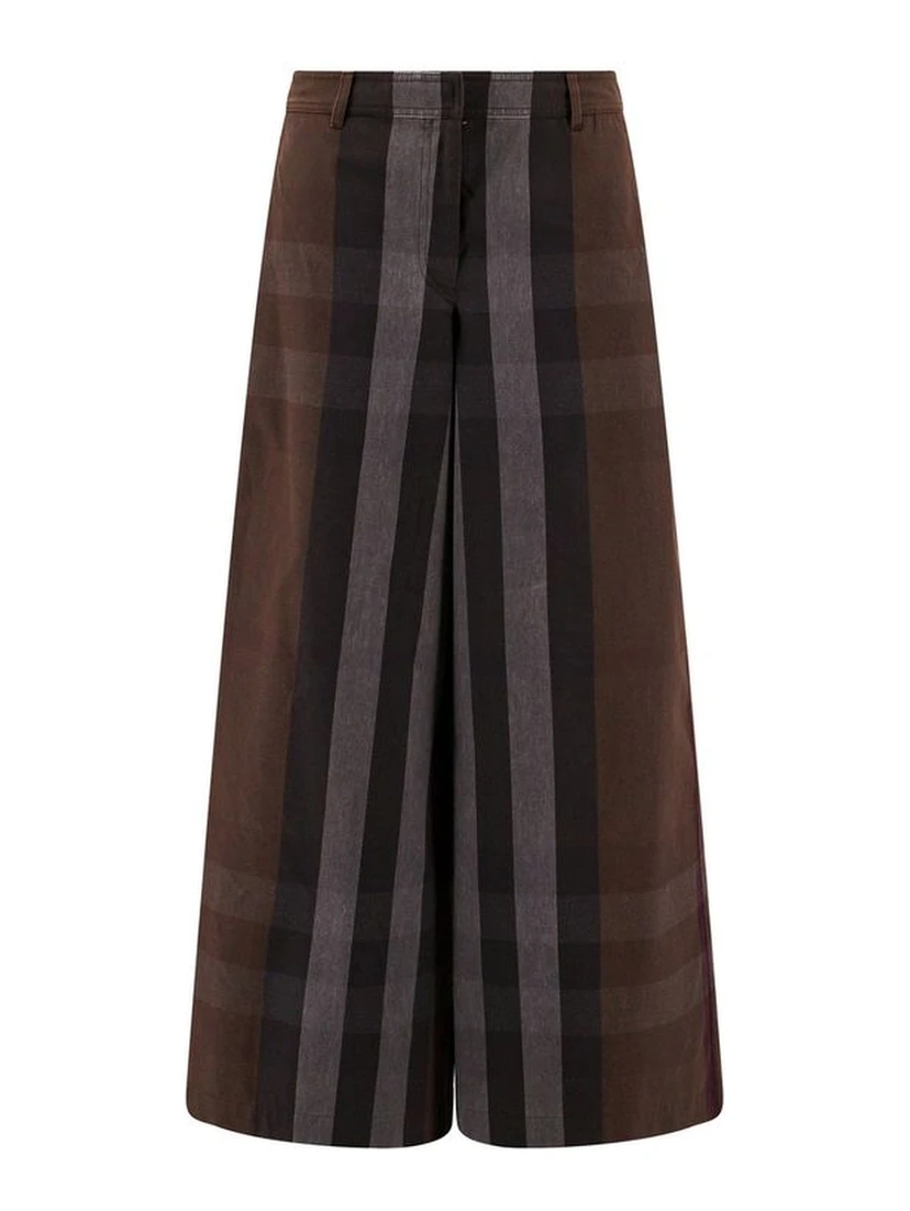 Brown Cotton Casual Pants