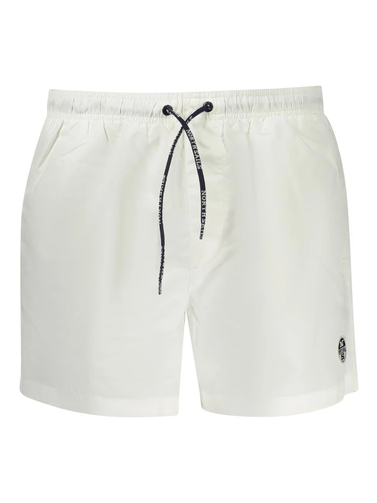 White Polyester Men's Swim Boxer
