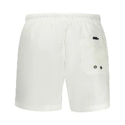 White Polyester Men's Swim Boxer