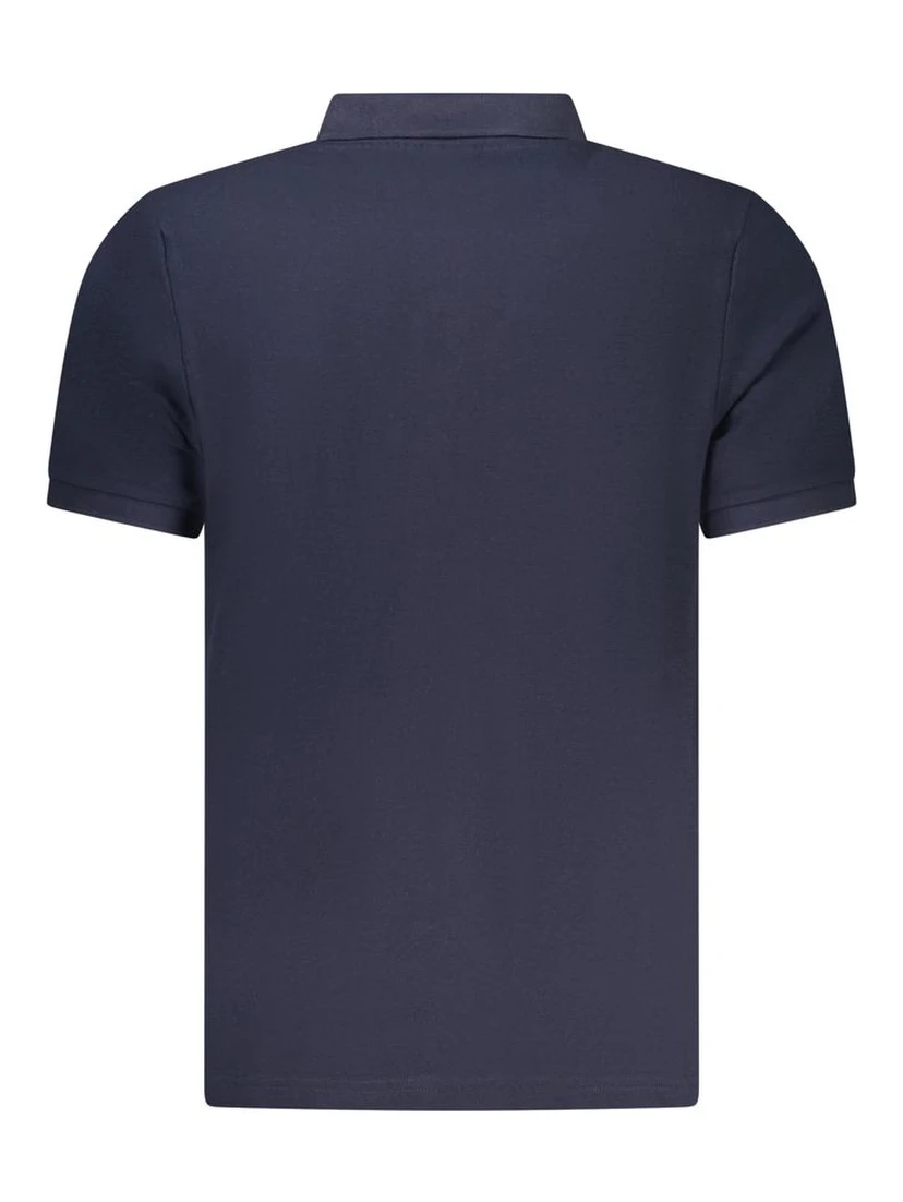 Blue Cotton Men Polo Shirt