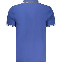 Blue Cotton Men Polo Shirt