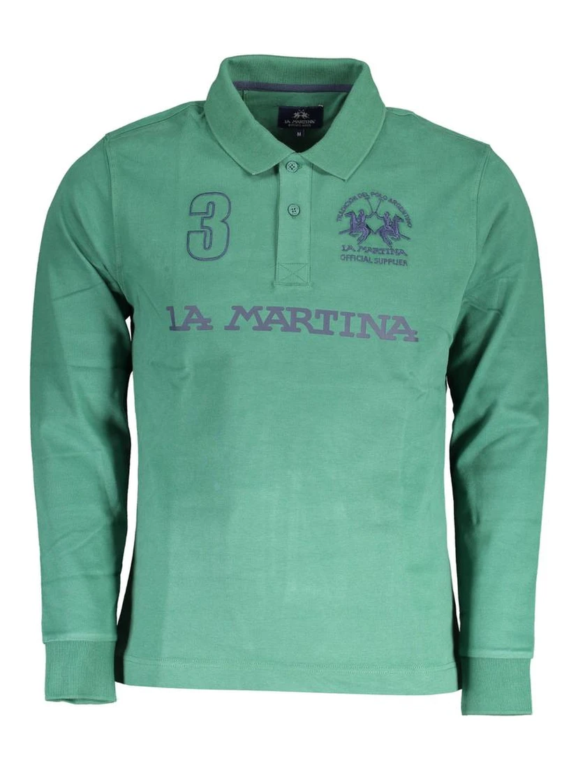 Green Cotton Men Polo Shirt