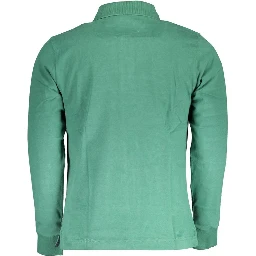 Green Cotton Men Polo Shirt