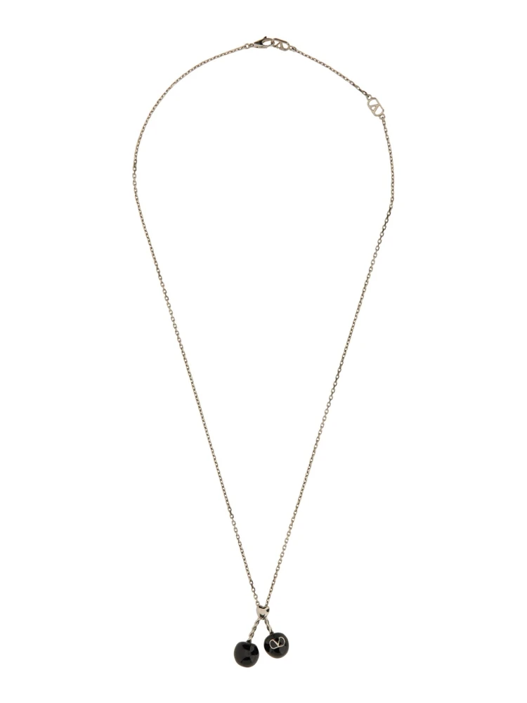 CHEZ VALENTINO METAL AND ENAMEL NECKLACE