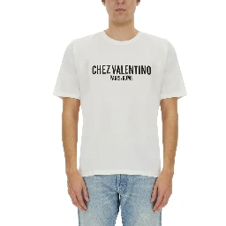 COTTON T-SHIRT WITH "CHEZ VALENTINO" PRINT
