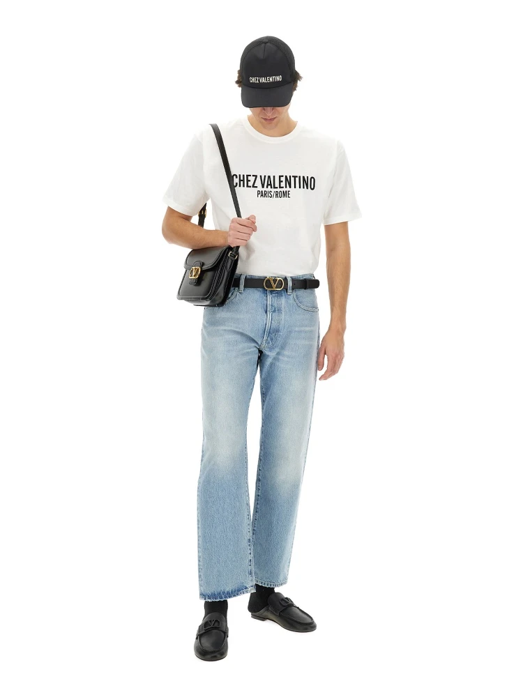 COTTON T-SHIRT WITH "CHEZ VALENTINO" PRINT alternative