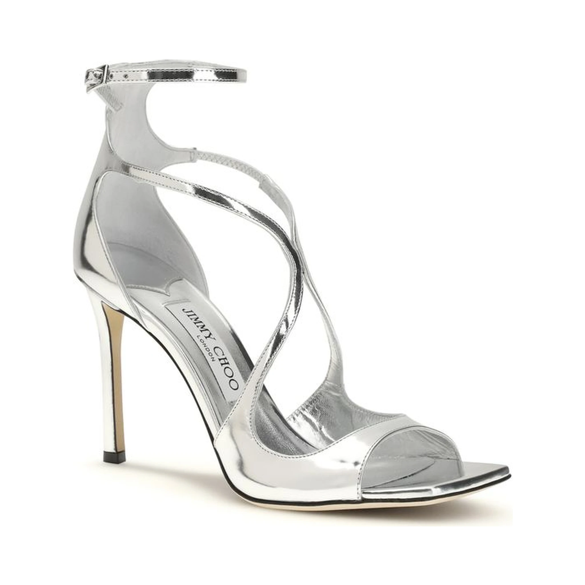 Silver Calf Leather Bos Taurus Stiletto Heel Sandals