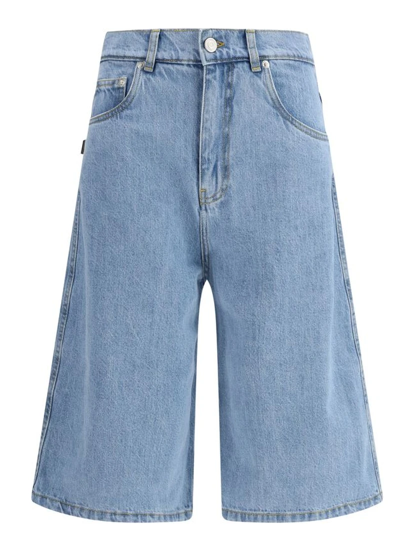 Blue Cotton Bermuda Shorts