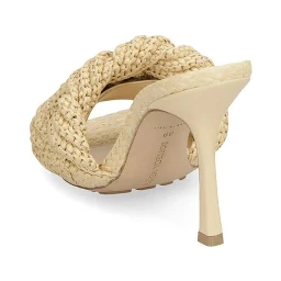 Beige Raffia Mules