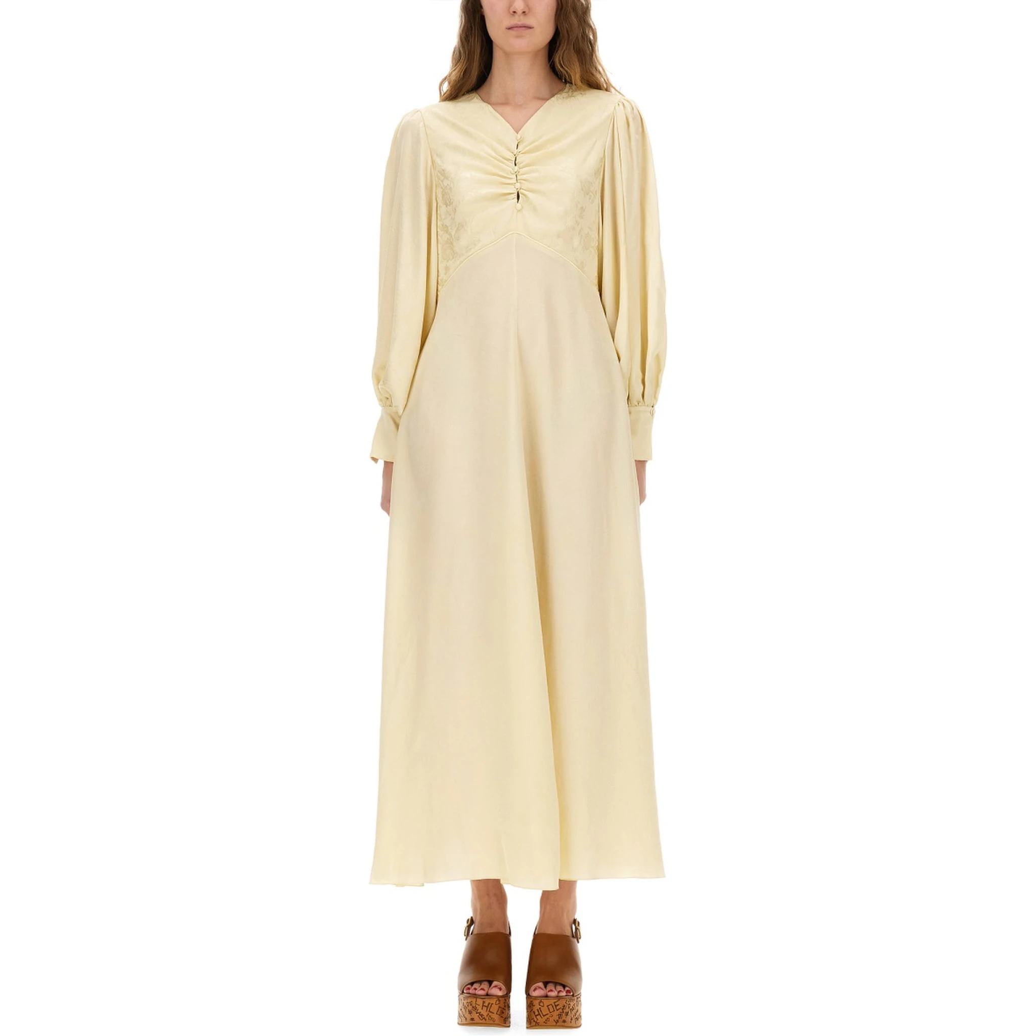 RUCHED SILK DRESS