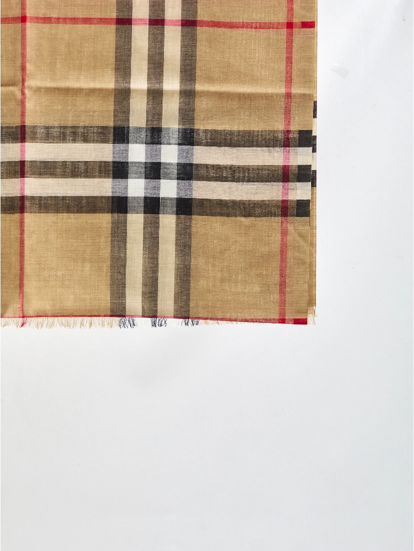 Check wool and silk scarf