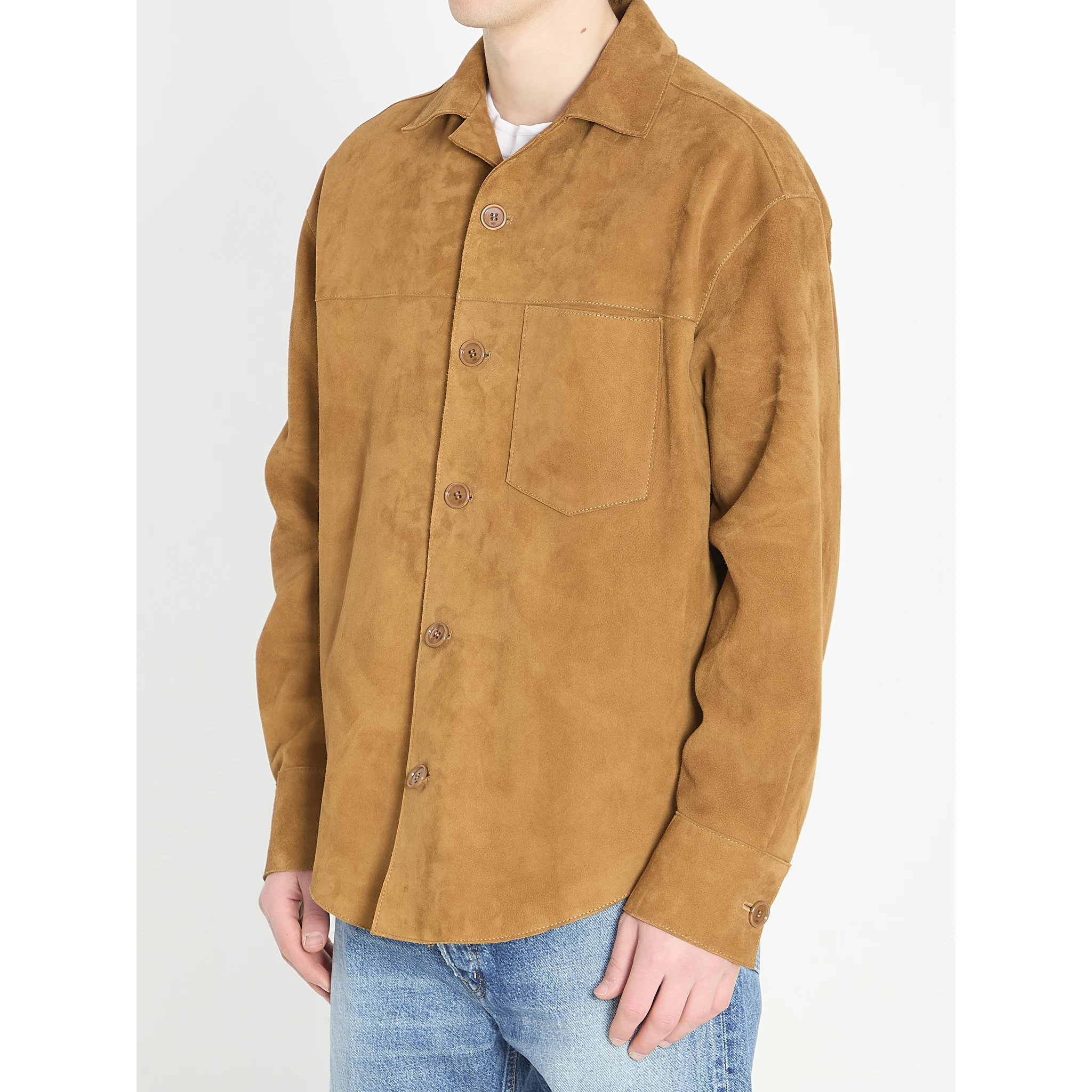 Buttoned overshirt in suede