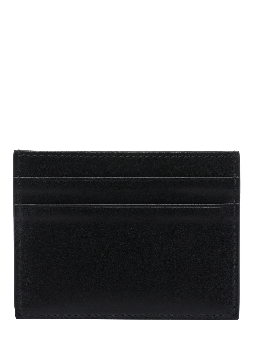 Black calfskin nappa leather card holder