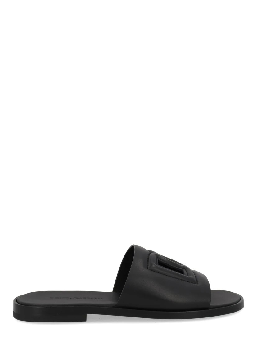 LEATHER SLIDE WITH LOGO
