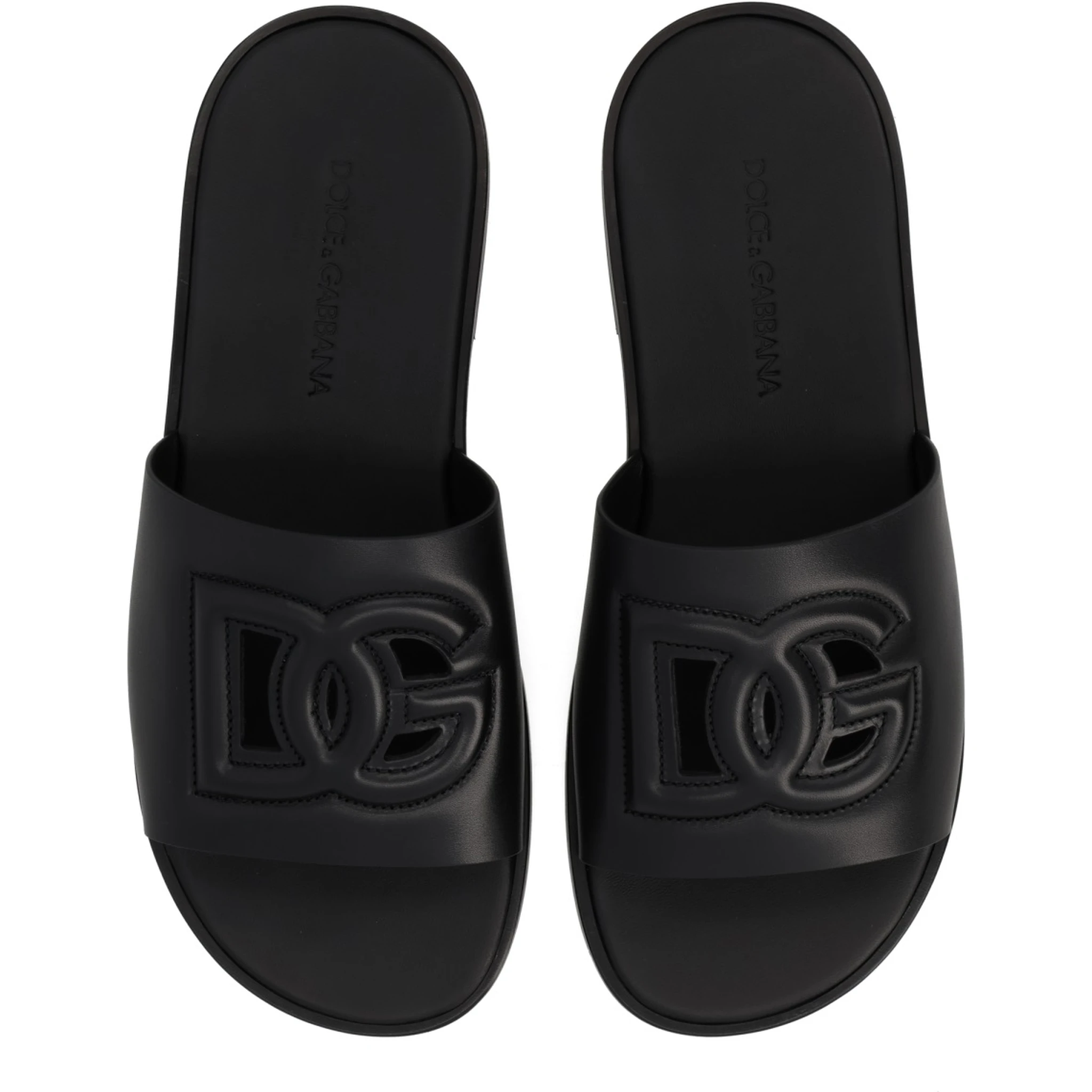 LEATHER SLIDE WITH LOGO