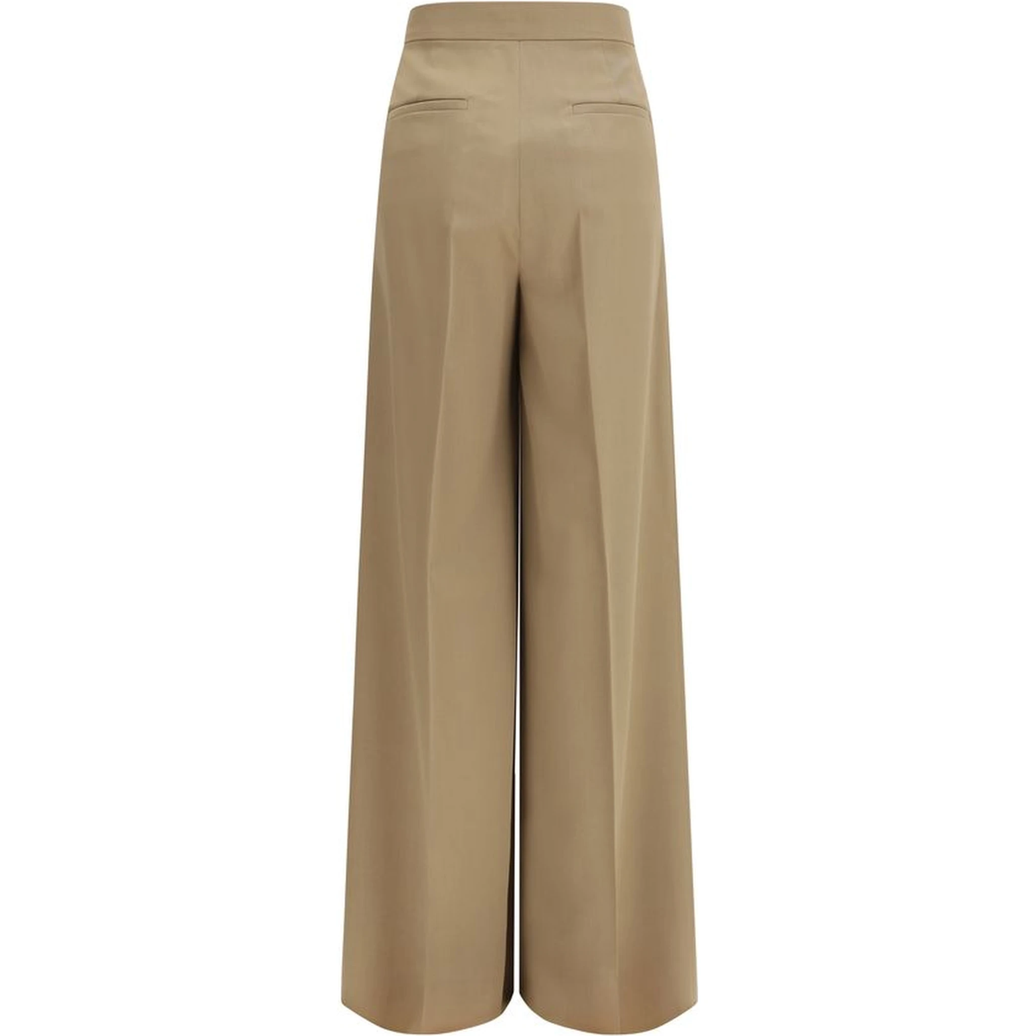 Beige Fleece Wool Casual Pants