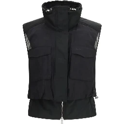 Black Nylon Sleveless Jacket