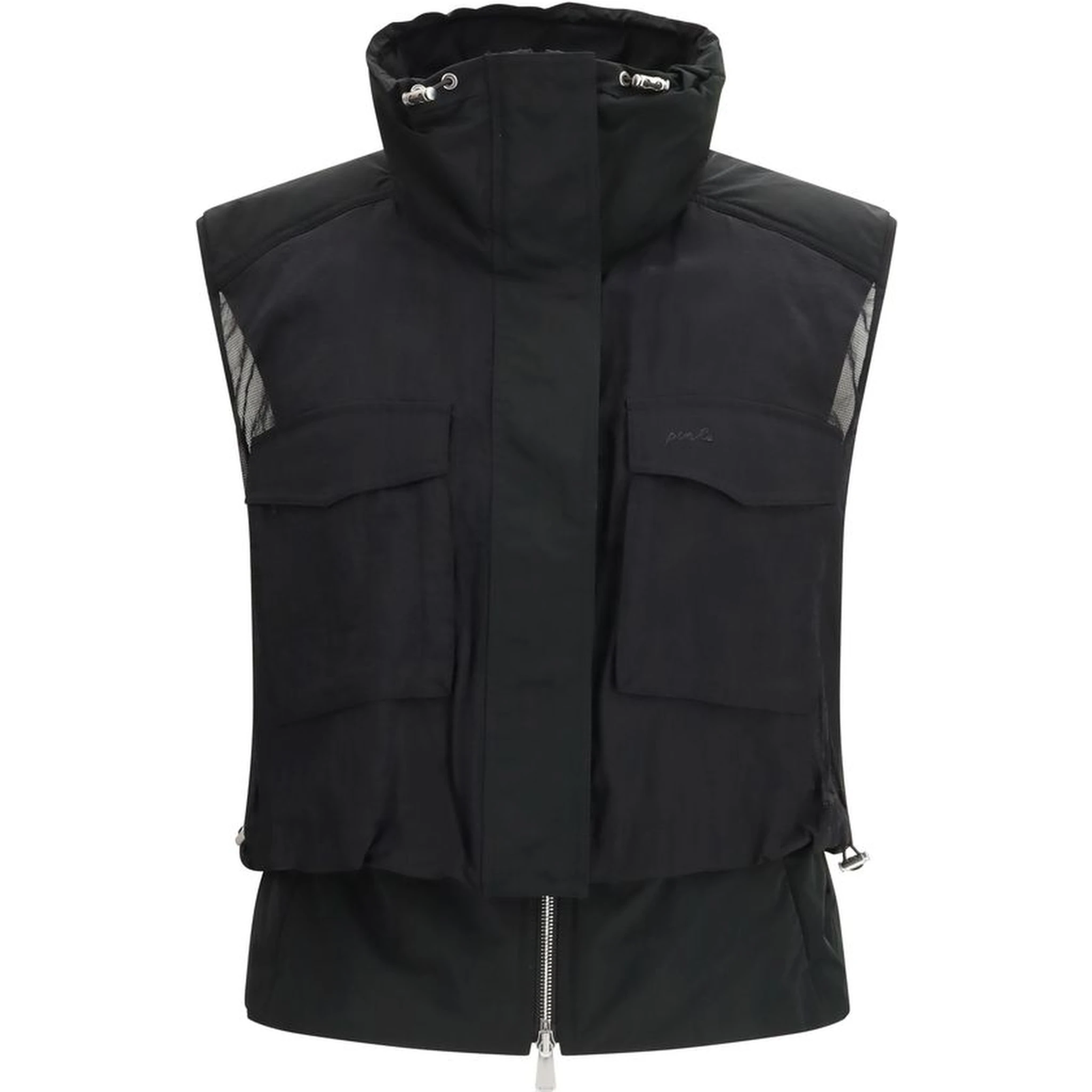 Black Nylon Sleveless Jacket