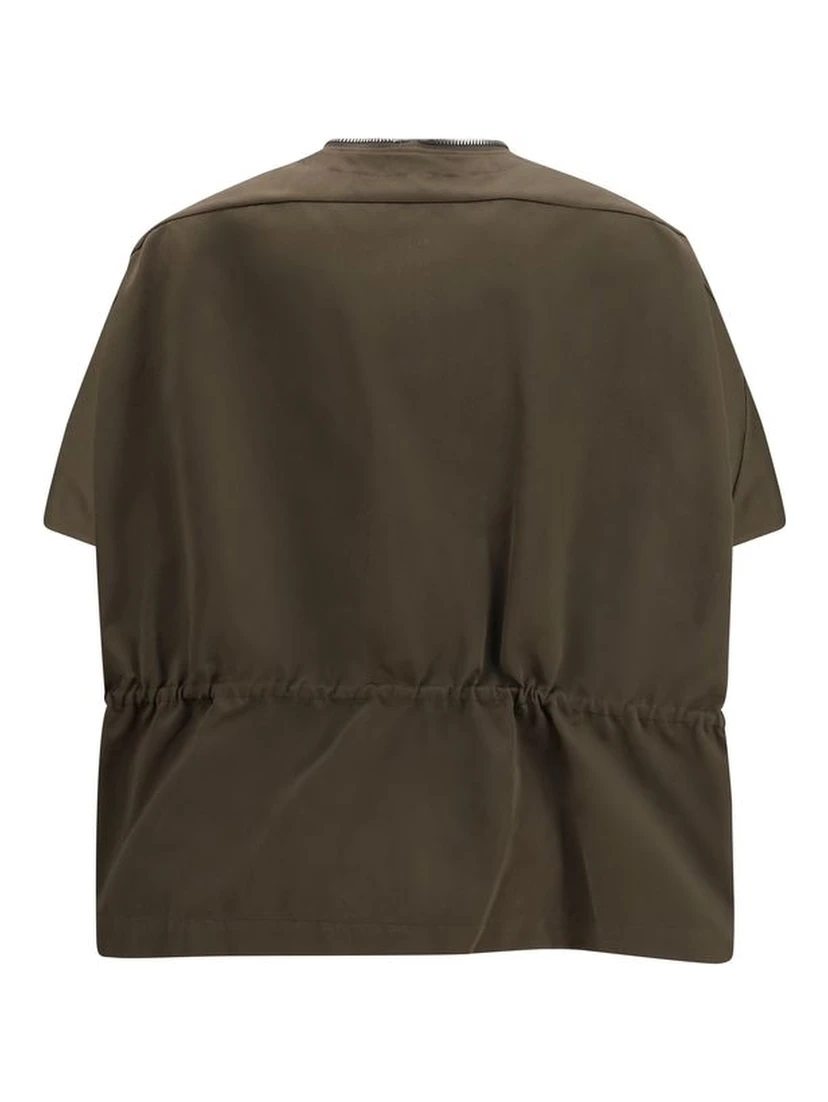 Brown Polyester Sleveless Jacket