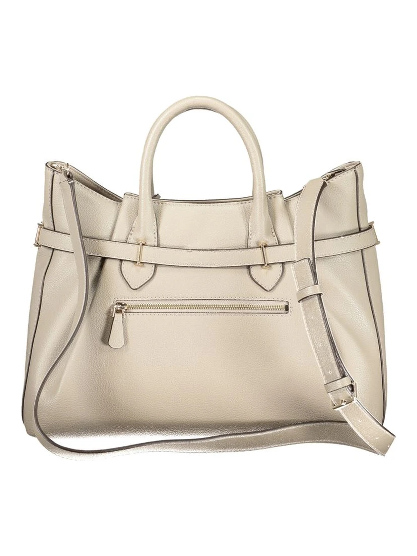 Beige Polyurethane Women's Handbag