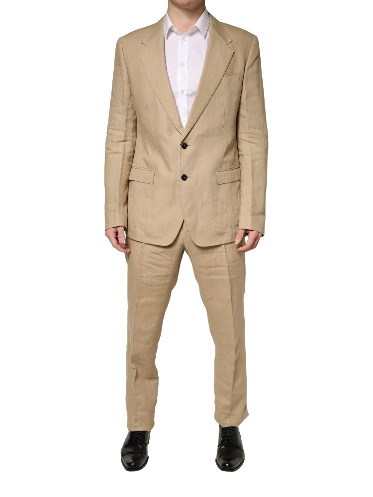 Beige TAORMINA Single Breasted Formal 2 Piece Suit