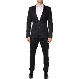 Black Cotton Single Breasted 2 Piece Suit