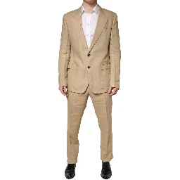 Beige TAORMINA Single Breasted Formal 2 Piece Suit