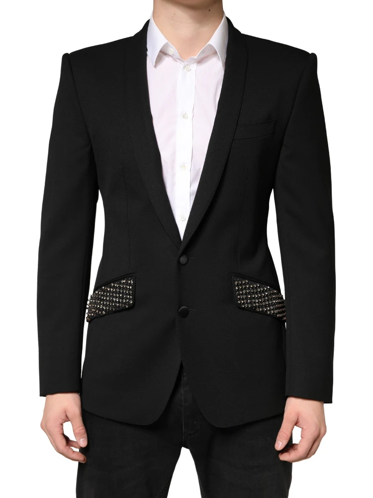 Black Embellished Single Breasted Blazer