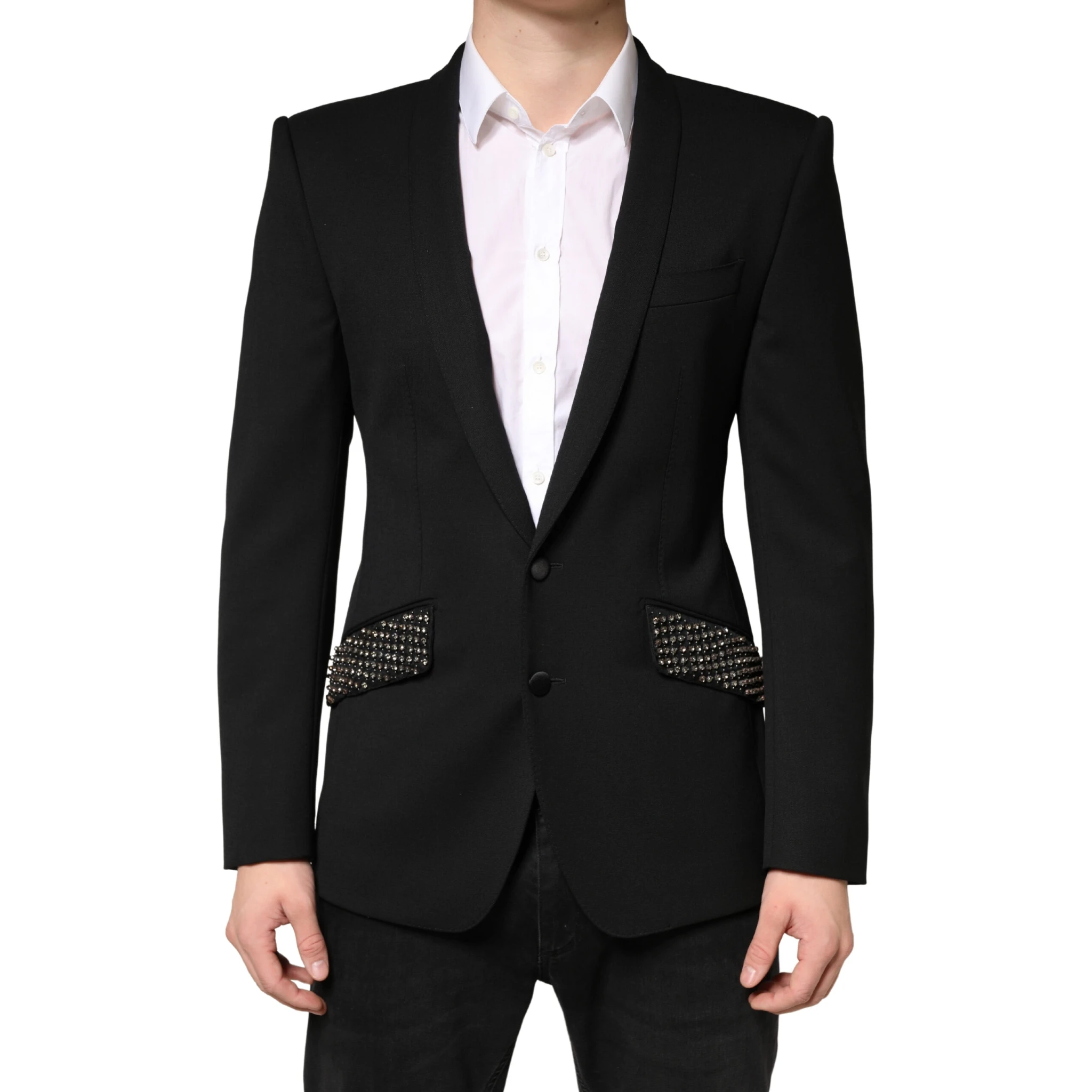 Black Embellished Single Breasted Blazer