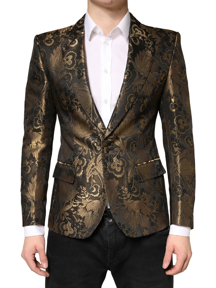 Gold Jacquard Single Breasted Tuxedo Blazer alternative