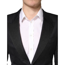 Black Cotton Single Breasted 2 Piece Suit